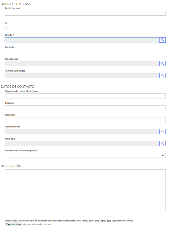 imagen de formulario para radicar solicitudes